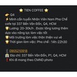 Cần tuyển pha chế cho Tien Coffee